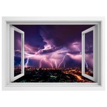 Vinilos ventana 3d rayos en la ciudad